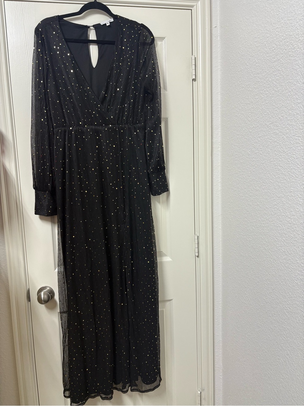 Baltic Born Black with Gold Glitter Formal Maxi Dress